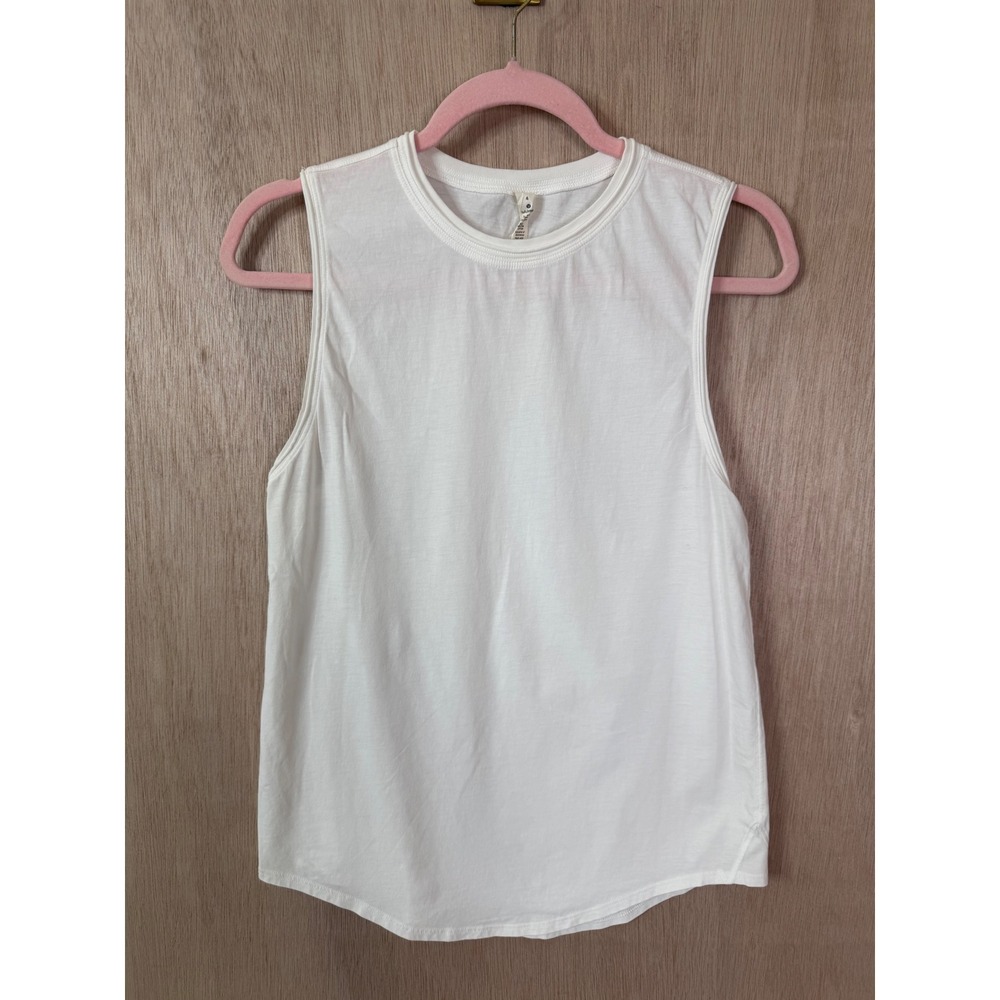 Lululemon Love Tank Top White Pima Cotton Sleeveless Shirt Women Size 4